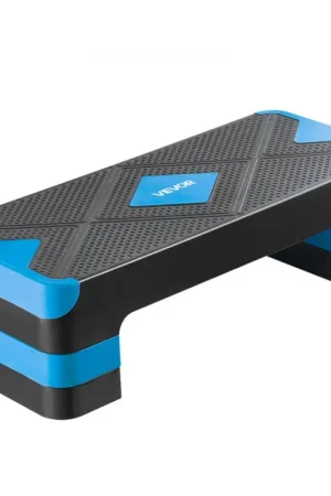 Retour Gratuit VEVOR Stepper Aérobie Fitness 71 cm de Long, Step de Fitness Réglable en Hauteur, Plate-forme pour Exercices d'Aérobic avec 4 Rehausseurs, Antidérapant, pour la Musculation Domicile Gym, Bleu