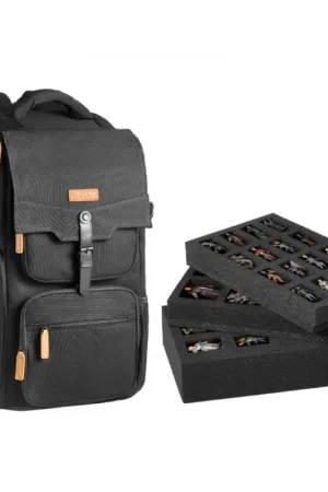 VEVOR Sac Rangement de Figurine 58 Emplacements Sac à Dos de Transport Miniature Grande Capacité de Rangement avec Poches Multiples, Poignée, 3 Couches de Mousse, Figurines d'Infanterie Non Incluses Authentique