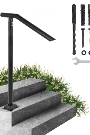 Offres VEVOR Main Courante Escalier 71,3x101,5 cm Rampe Escalier en Fer Rambarde 1-3 Marches Garde-Corps Capacité 200 kg Épaisseur du Tube 2 mm Base 13,5x13,5 cm pour Jardin Extérieur, Bâtiment Résidentiel Top Vente