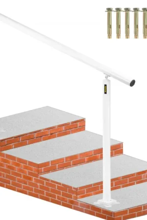 Offre Limitée VEVOR Rampe d'escalier de 1,5 m - 5 marches - Angle réglable - Rail d'escalier en aluminium blanc - Pour personnes âgées