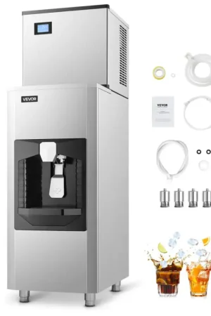 Offre Limitée Offres VEVOR Machine à Glaçons Rendement 136 kg/jour, Appareil de Préparation de Glaçons avec Grand Bac de Stockage 80 kg et Distribution Automatique 9 kg/min, Autonettoyante, Écran Tactile, pour Bar, Café