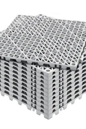 Prix Bas VEVOR Lot de 12 Dalles de Jardin Piscine 30x30x1,5 cm Gris Dalle Clipsable Ajourée Antidérapante en PVC Drainage Rapide Revêtements de Sol Extérieur Intérieur pour Terrasse Cuisine Spa Salle de Bain