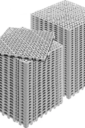 Retour Gratuit VEVOR Lot de 55 Dalles de Jardin Piscine 30x30x1,5 cm Gris Dalle Clipsable Ajourée Antidérapante en PVC Drainage Rapide Revêtements de Sol Extérieur Intérieur pour Terrasse Cuisine Spa Salle de Bain