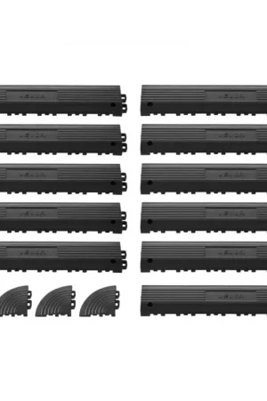 VEVOR Kit de Bordures de Finition pour Dalle de Sol, 11 PCS, Rampe de Transition pour Sol de Garage, pour Zones Humides Restaurant, Modulaire et Emboîtable en PP, Compatible avec Tapis Drainage VEVOR Meilleur Choix