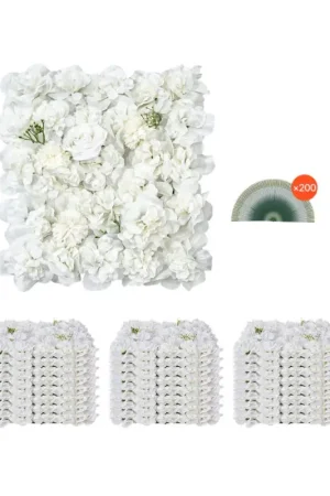 Promotion VEVOR Panneau Mural Décoratif Floral, 24 PCS, Mur à Fleurs Artificielles 3D, 38x38 cm, Conception Sans Couture Installation Facile pour Mariage, Saint-Valentin, Fête Prénatale, Décoration Fond, Blanc