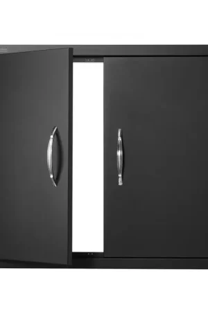Bon Plan VEVOR Porte d'Accès pour Barbecue, Double Porte de Cuisine Extérieure 788x610x46 mm, Porte Encastrée Plaque Froide, avec Poignées, pour Îlot de Barbecue Noir (Inox + Produit Pulvérisé à l'Huile)